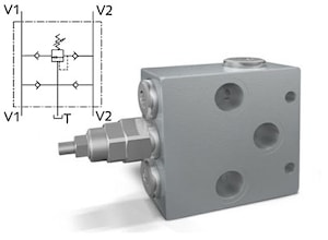 Перекрестный предохранительный клапан с антикавитацией с одинарной настройкой тип VAA/RU   