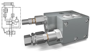 Гидроклапан оборота плуга c предохранительным клапаном тип VRAP DE VMP   